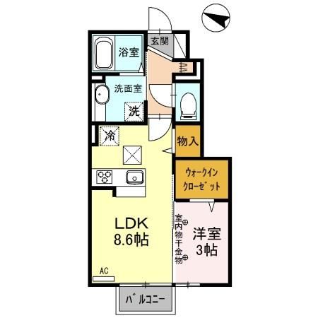 宇都宮市簗瀬町のアパートの間取り