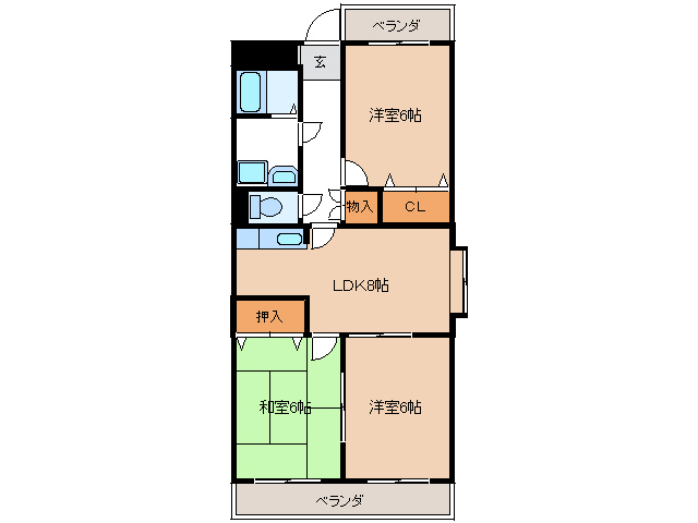 関市巾のマンションの間取り