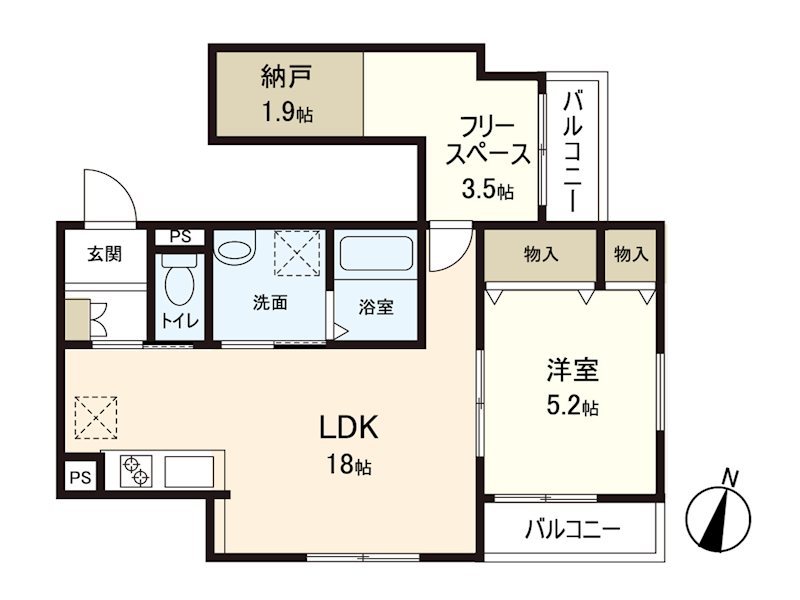 鎌倉市長谷のアパートの間取り