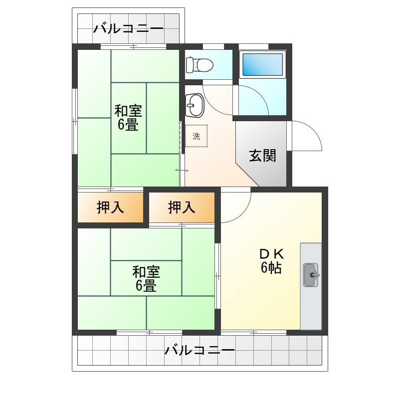 ＪＲ牟岐線 阿波富田駅 徒歩10分 3階建 築41年の間取り写真