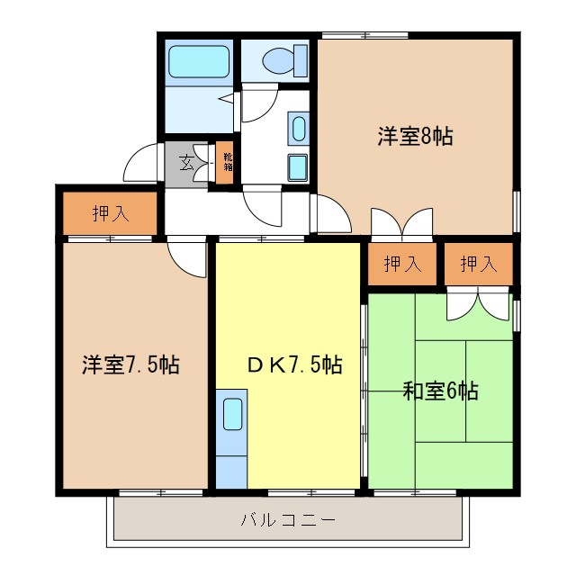 長野市浅川押田のアパートの間取り