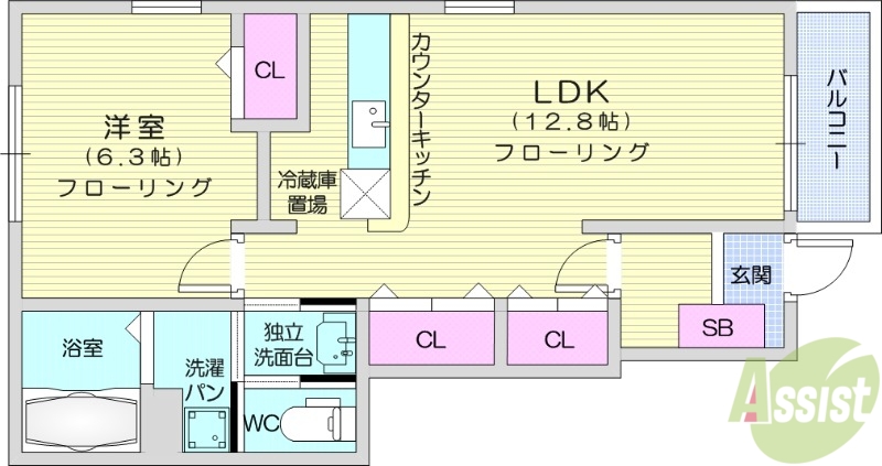 岩沼市阿武隈のアパートの間取り