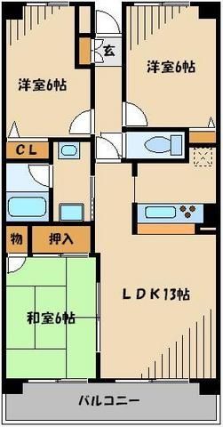 埼玉県さいたま市中央区上落合５（マンション）の賃貸物件の間取り