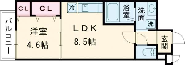 フジパレス枚方牧野I番館の間取り