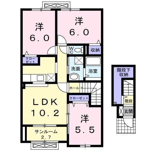 上北郡おいらせ町鶉久保のアパートの間取り