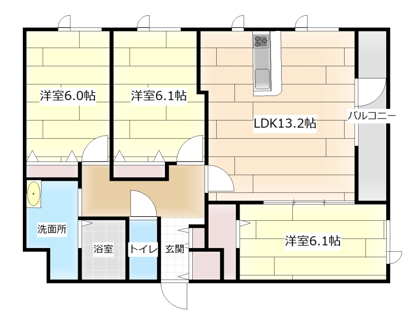 江別市幸町のマンションの間取り