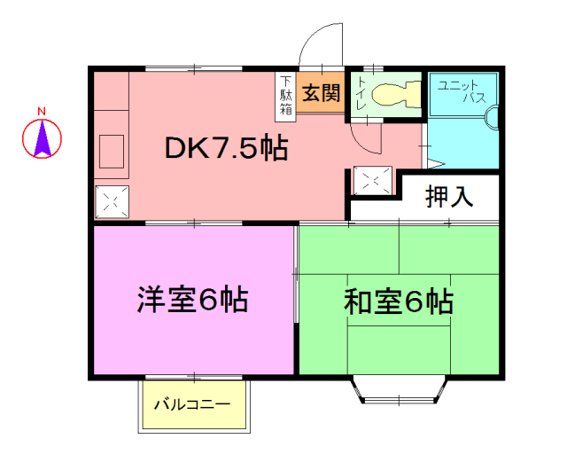 横浜市旭区二俣川のアパートの間取り