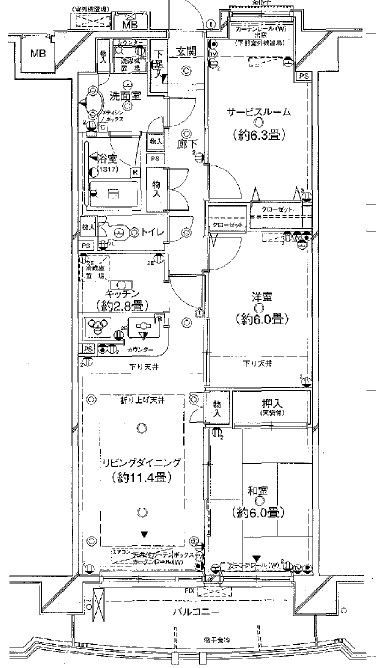 横浜市港北区新横浜のマンションの間取り