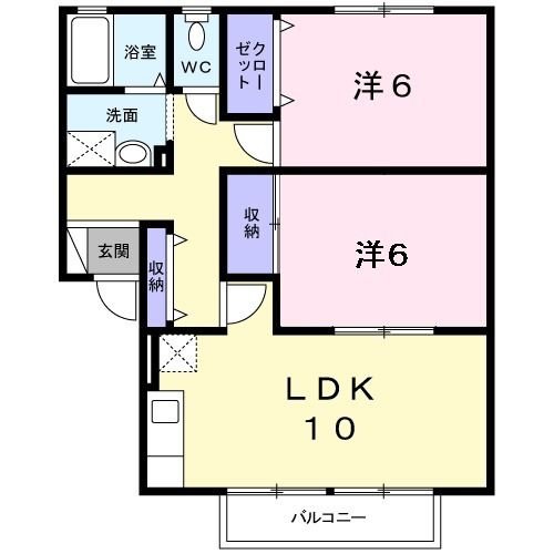 金沢市鳴和台のアパートの間取り