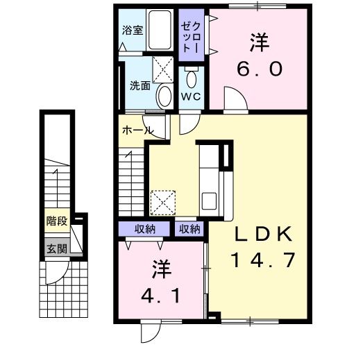 函館市深堀町のアパートの間取り