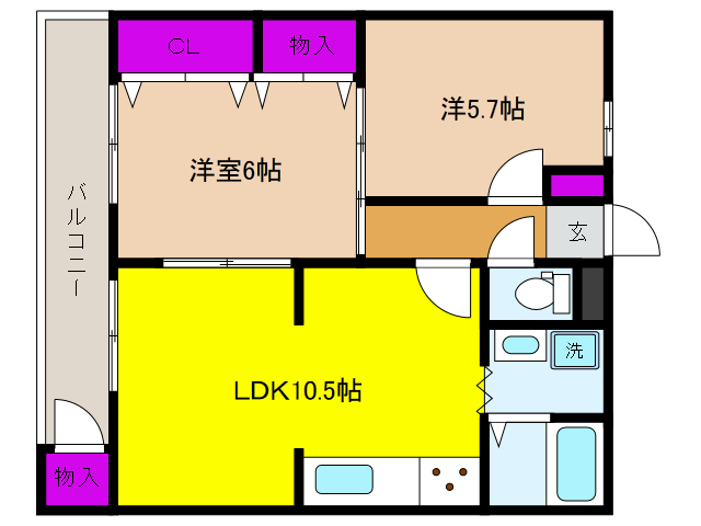 神戸市東灘区森南町のマンションの間取り