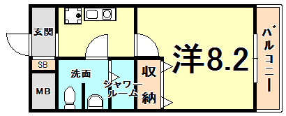 西宮市愛宕山のマンションの間取り