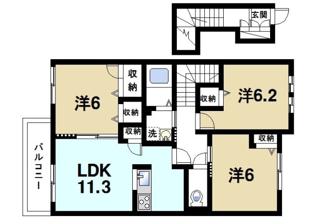 天理市嘉幡町のアパートの間取り