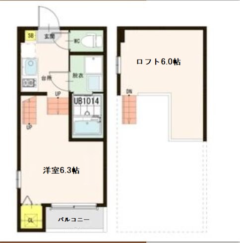 仙台市若林区志波町のアパートの間取り