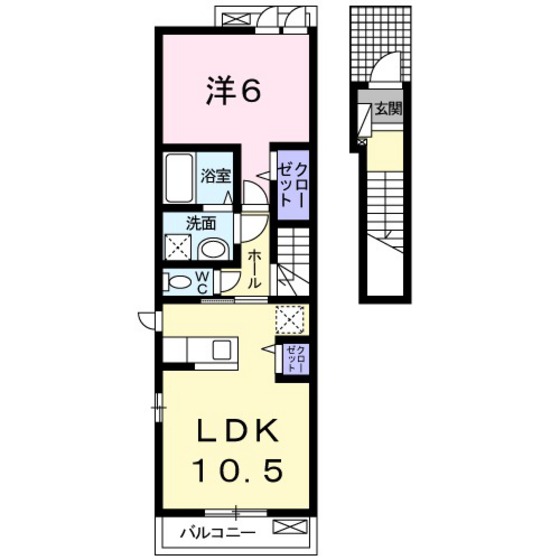 【岡山市北区撫川のアパートの間取り】