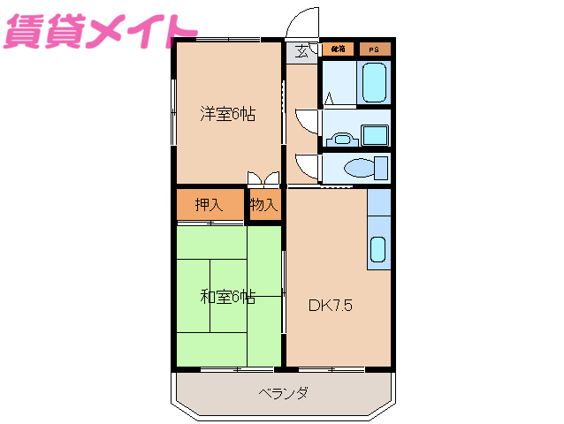 伊勢市二見町三津のアパートの間取り