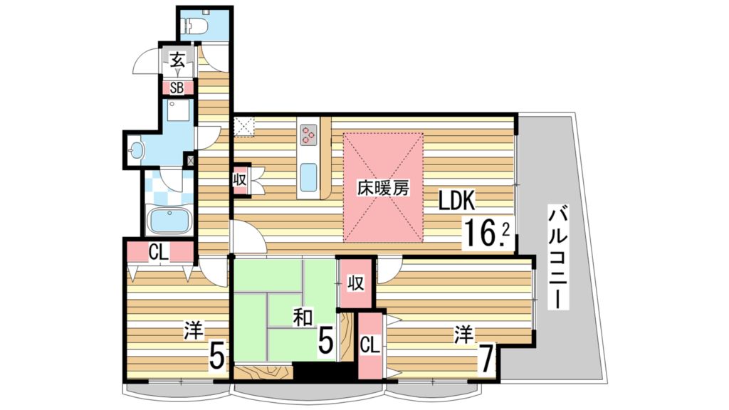 芦屋市東山町のマンションの間取り