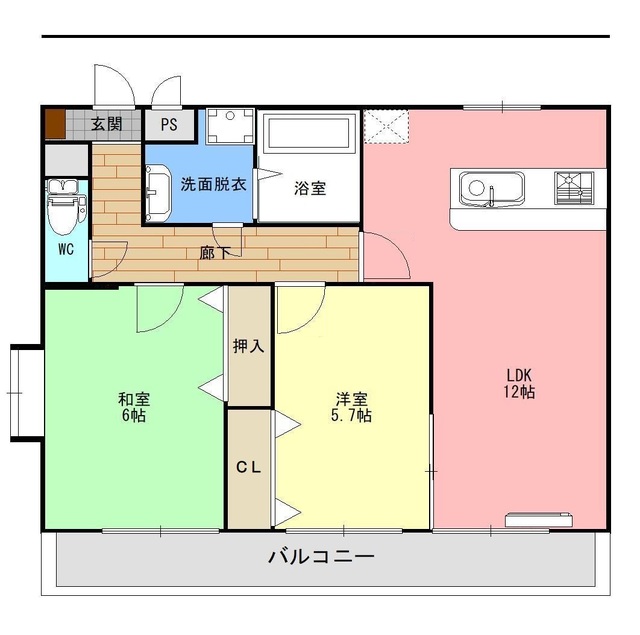 松山市清住のマンションの間取り