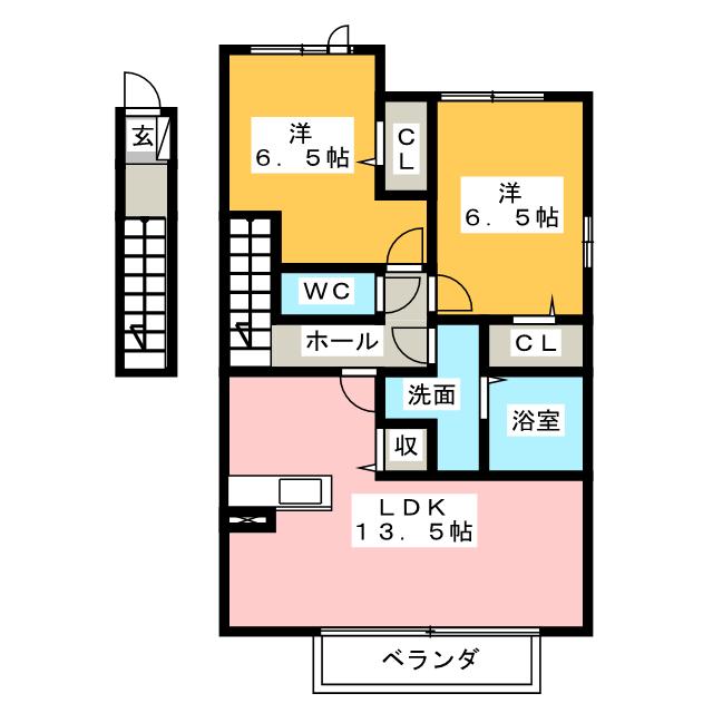 ジャルダン　Ａ棟の間取り