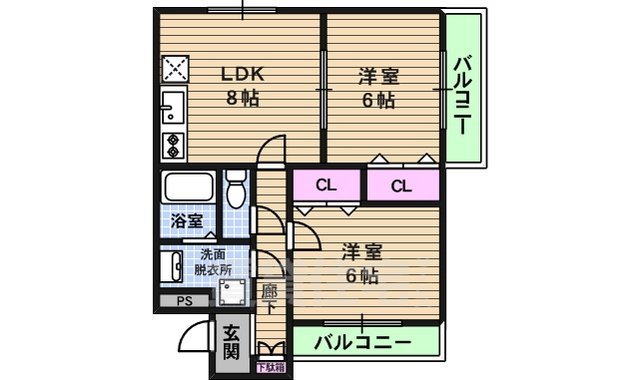 大阪市東成区中本のマンションの間取り