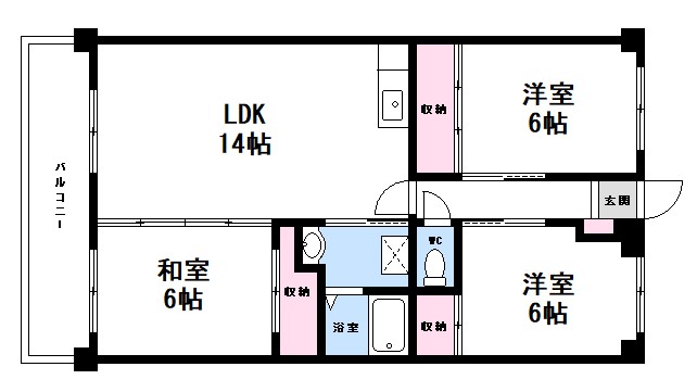 広島市佐伯区藤垂園のマンションの間取り