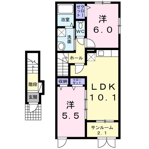 長岡市豊田町のアパートの間取り