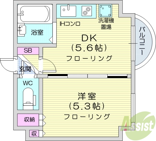 札幌市北区北十一条西のマンションの間取り