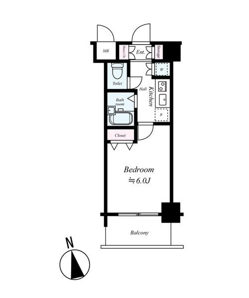 新宿区弁天町のマンションの間取り