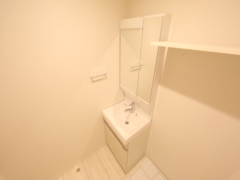 洗面設備　脱衣所　独立洗面台（シャンプードレッサー付）収納スペース有