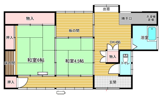 ＪＲ宇部線 床波駅 徒歩7分 1階建 築61年の間取り写真