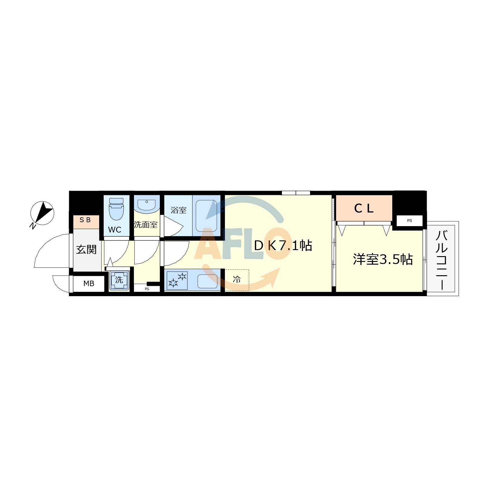 ライフフィールドなにわ本町RUELLEの間取り写真