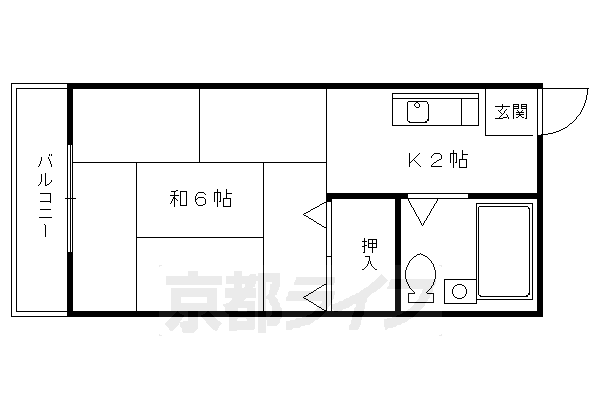 京都市左京区岩倉三宅町のアパートの間取り