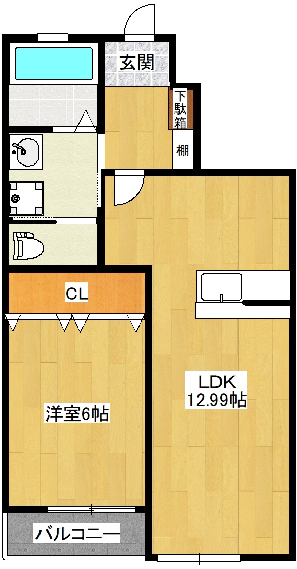 郡山市日和田町のアパートの間取り