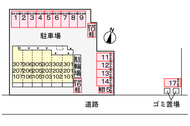 【下関市新垢田東町のアパートの駐車場】