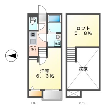 名古屋市熱田区大宝のアパートの間取り