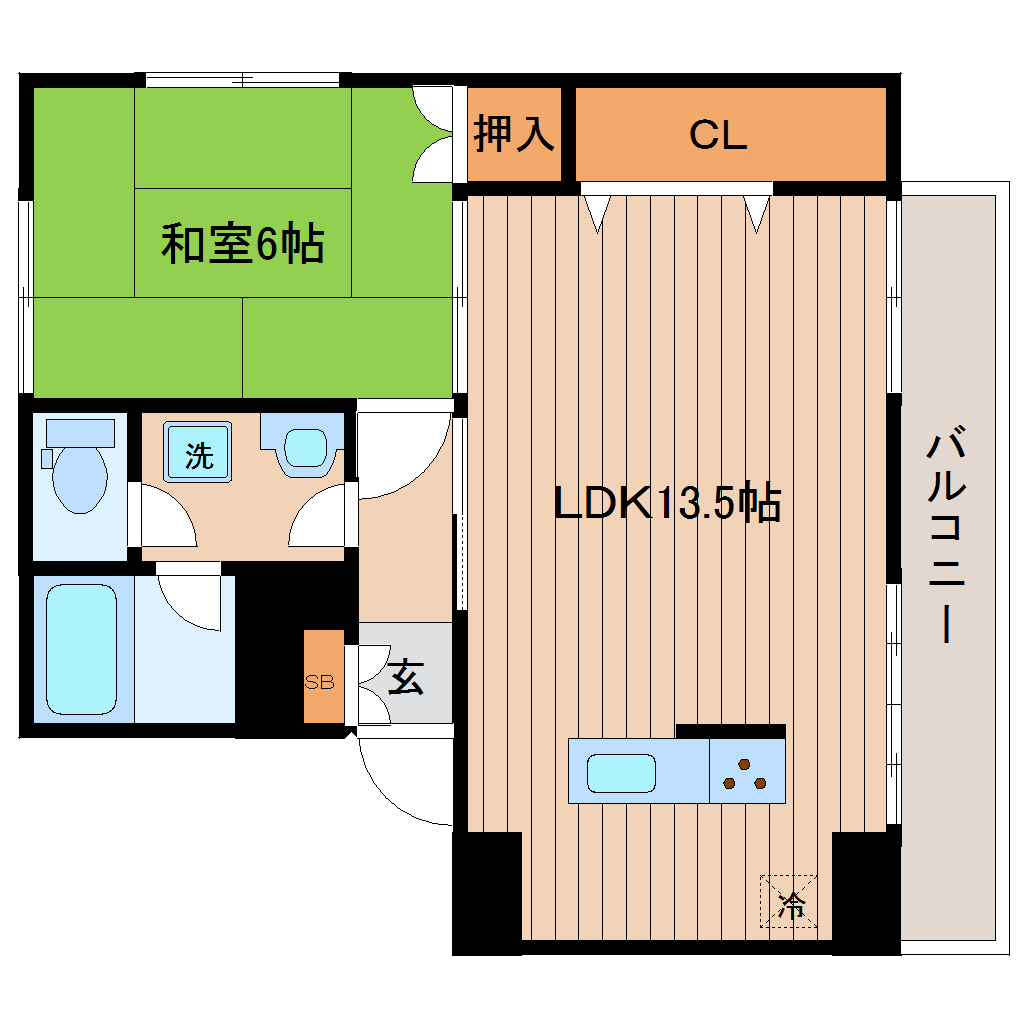 仙台市宮城野区安養寺のマンションの間取り