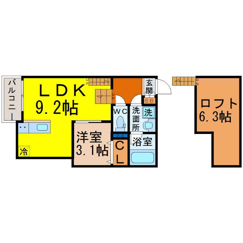 名古屋市昭和区川名本町のアパートの間取り