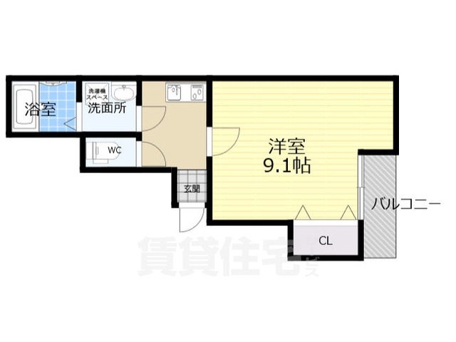 京都市下京区高辻大宮町のアパートの間取り