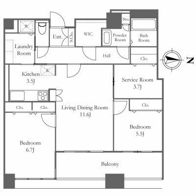 中央区佃のマンションの間取り