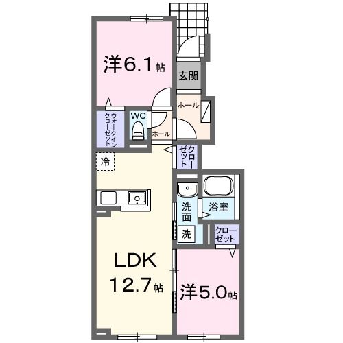 富良野市南町のアパートの間取り