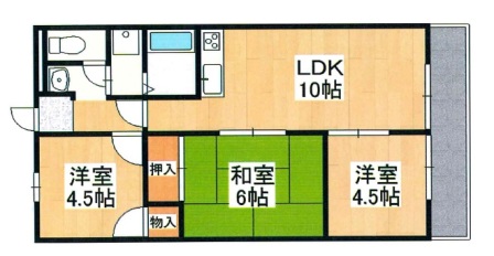 姫路市網干区津市場のマンションの間取り