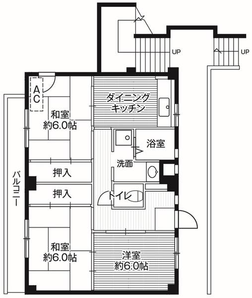 【ビレッジハウス川井宿1号棟の間取り】