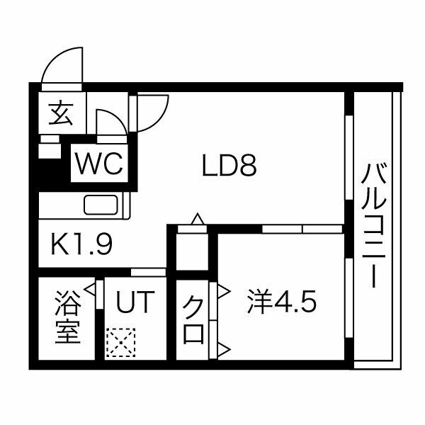 札幌市清田区清田二条のマンションの間取り