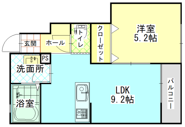 岡山市北区庭瀬のアパートの間取り