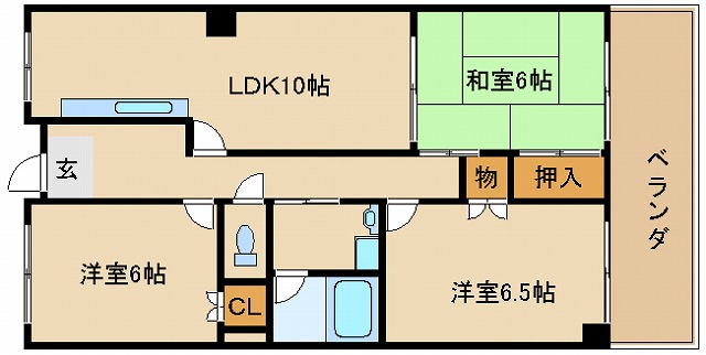 加古川市野口町古大内のマンションの間取り