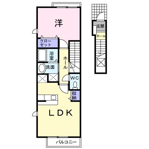 八代市松崎町のアパートの間取り