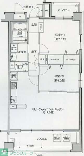 名古屋市中川区松重町のマンションの間取り