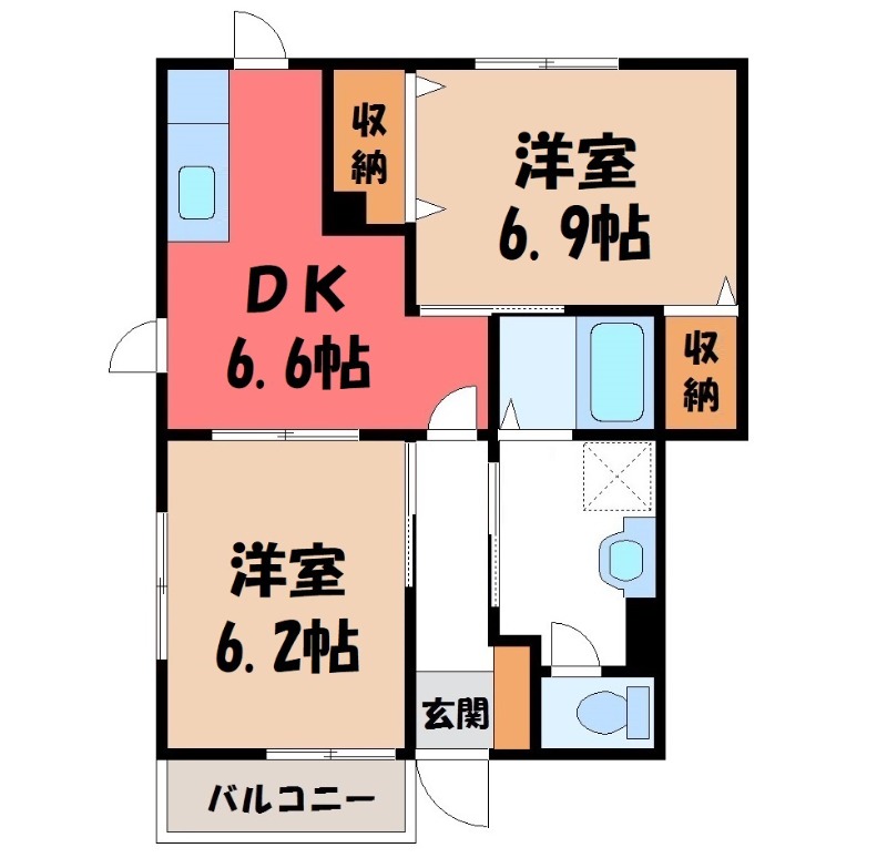 深谷市上野台のアパートの間取り