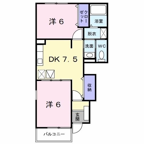 北九州市小倉南区葛原本町のアパートの間取り