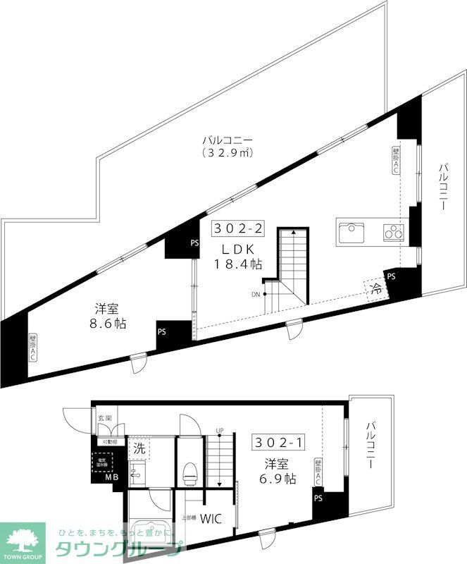 渋谷区上原のマンションの間取り